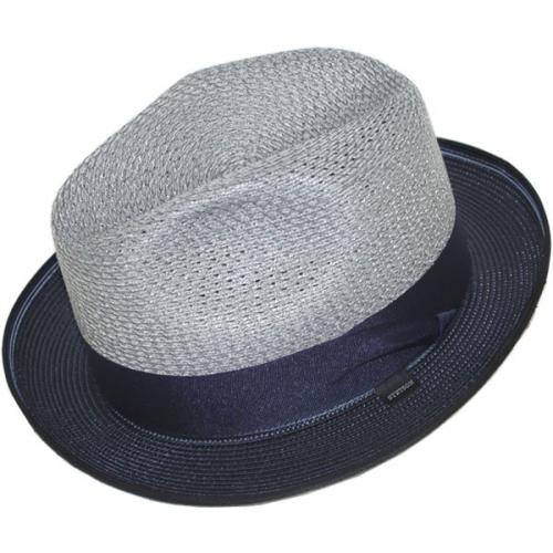 Stetson Grey/Navy 100% Panama Dress Hat